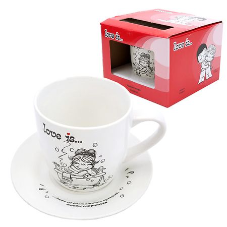 Кружка ND PLAY Кружка с блюдцем Love is, 2 предмета, фарфор