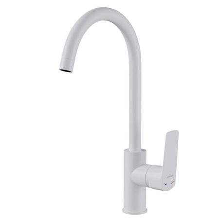 смеситель для кухни MIXLINE ML15-031W высокий излив 177мм белый смеситель для кухни ledeme l74004 3 гибкий излив 175мм белый