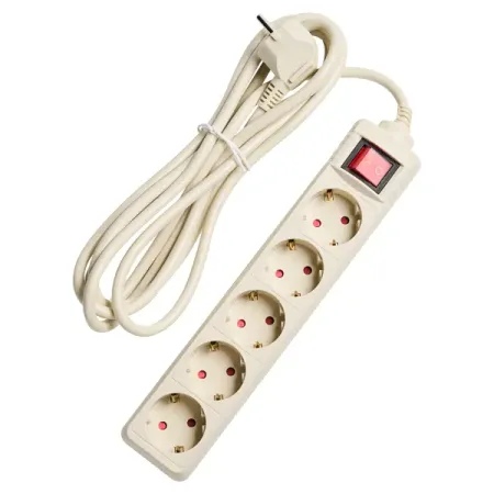 Удлинитель бытовой Skybeam 3x1.5 3 м 5 розеток с заземлением 3680 Вт с выключателем цвет бежевый удлинитель бытовой skybeam 5 розеток с заземлением 3x1 мм 1 5 м 3500 вт