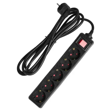 Удлинитель бытовой Skybeam 3x1.5 3 м 5 розеток с заземлением 3680 Вт с выключателем цвет черный удлинитель бытовой skybeam 5 розеток с заземлением 3x1 мм 1 5 м 3500 вт