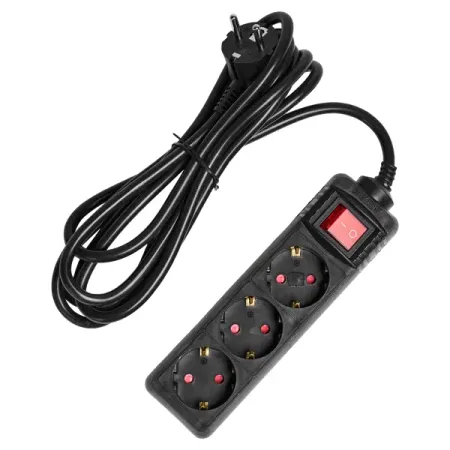 Удлинитель бытовой Skybeam 3x1.5 3 м 3 розетки с заземлением 3680 Вт с выключателем цвет черный удлинитель бытовой skybeam 5 розеток с заземлением 3x1 мм 1 5 м 3500 вт