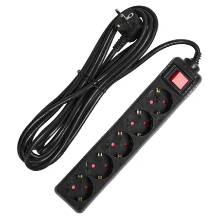 Удлинитель бытовой Skybeam 3x1.5 5 м 5 розеток с заземлением 3680 Вт с выключателем цвет черный удлинитель бытовой skybeam 5 розеток с заземлением 3x1 мм 1 5 м 3500 вт