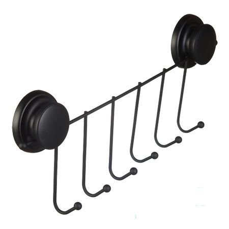 Вешалка для ванной Fora Grafit 6 крючков на присоске металл черный (GRA004) вешалка для полотенец на присоске алюминиевая 2 3 4 5 стержней