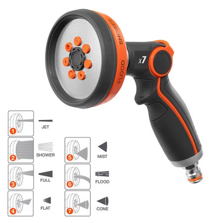 Пистолет для полива 1/2 х 5/8 х 3/4 Daewoo Spray Gun с регулировкой напора 7 режимов (DWG 4020) садовый водяной пистолет adhere to fly металлический