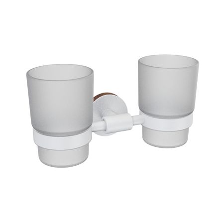 Стакан для ванной Fora Lord с держателем двойной стекло прозрачный/ металл белый (FOR-LORD039WT) полотенцедержатель двойной поворотный fora lord