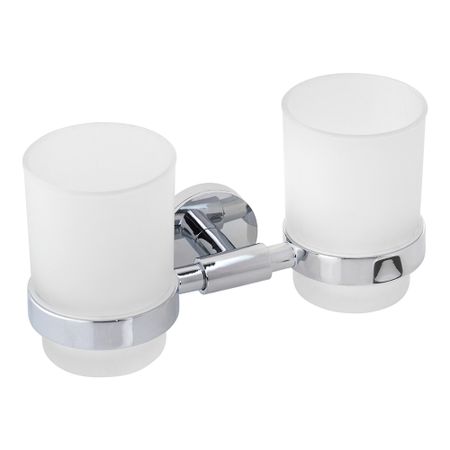 Стакан для ванной Fora Lord с держателем двойной стекло прозрачный/ металл хром (FOR-LORD039CR) полотенцедержатель двойной поворотный fora lord