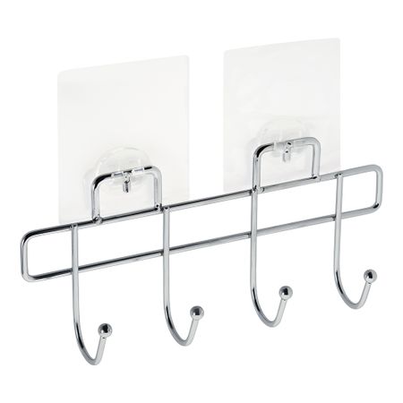 Вешалка для ванной Kleber Lite 4 крючка самоклеящаяся металл хром (KLE-LT004) двойная самоклеящаяся вешалка для полотенец jyps