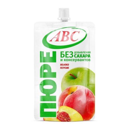 Пюре АВС яблоко, персик, дой-пак, 200 г пюре фруктово ягодное агуша яблоко клубника малина с 6 мес 90 г