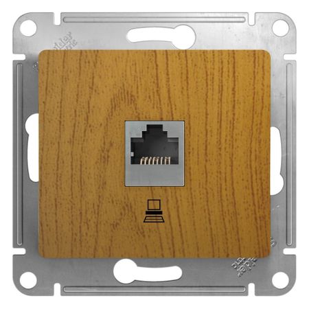 Розетка компьютерная Systeme Electric Glossa встраиваемая дуб RJ45 (GSL000581K) розетка двойная компьютерная встраиваемая systeme electric glossa rj45 utp cat 5e алюминий