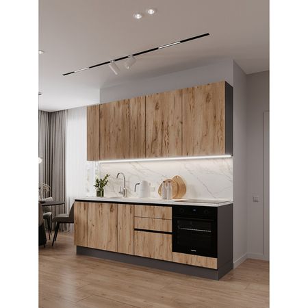 кухонный гарнитур Hi-Tech 2400х600мм прямой дуб золотой ЛДСП