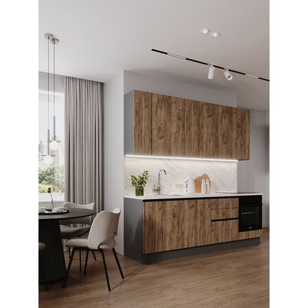 кухонный гарнитур Hi-Tech 2400х600мм прямой дуб табачный ЛДСП