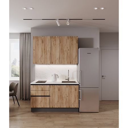 кухонный гарнитур Hi-Tech 1500х600м прямой дуб золотой ЛДСП