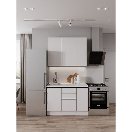 кухонный гарнитур Hi-Tech 1200х600ммм прямой белый платиновый ЛДСП