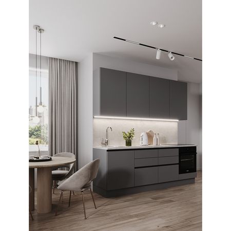 кухонный гарнитур Hi-Tech 2400х600мм прямаой с двумя ящиками антрацит ЛДСП стол компьютерный вардиг k1 1200x750x820мм лдсп антрацит красный