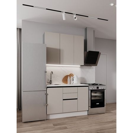 кухонный гарнитур Hi-Tech 1200х600мм прямой кашемир серый ЛДСП