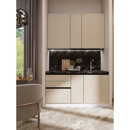 кухонный гарнитур Hi-Tech 1500х600мм прямой кашемир серый ЛДСП