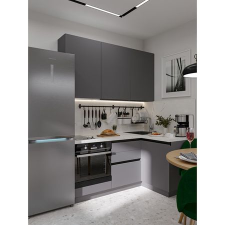 кухонный гарнитур Hi-Tech 1800х1200х600мм угловой антрацит ЛДСП стол компьютерный вардиг k1 1200x750x820мм лдсп антрацит красный