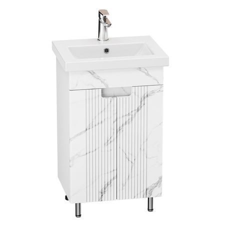тумба с раковиной напольная GRADEONIKA Аркадия  50 см белый мрамор