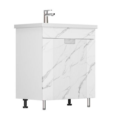 тумба с раковиной напольная GRADEONIKA Аркадия  70 см белый мрамор