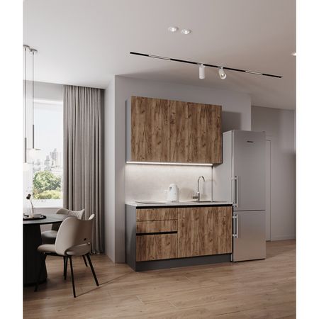 кухонный гарнитур Hi-Tech 1500х600м прямой дуб табачный ЛДСП