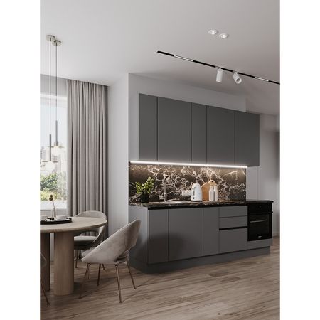 кухонный гарнитур Hi-Tech 2400х600мм прямой антрацит ЛДСП стол компьютерный вардиг k1 1200x750x820мм лдсп антрацит красный