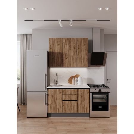 кухонный гарнитур Hi-Tech 1200х600мм прямой дуб табачный ЛДСП