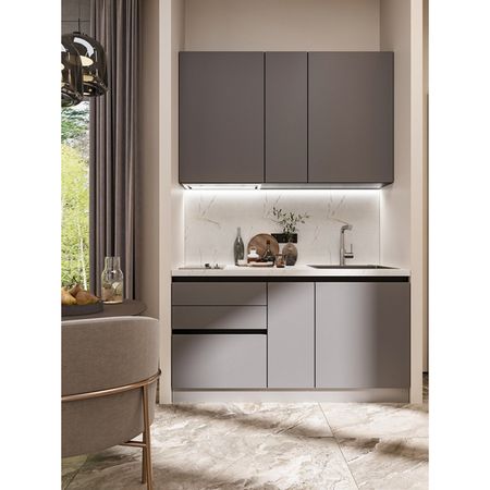 кухонный гарнитур Hi-Tech 1500х600мм прямой мышиный серый ЛДСП