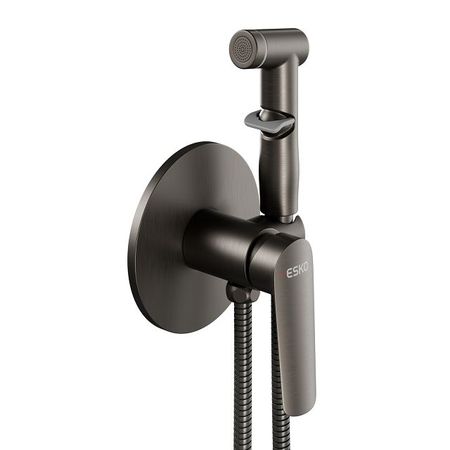 смеситель с гиг. душем ESKO Cannes скрытый монтаж латунь вороненая сталь