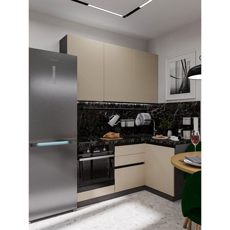 кухонный гарнитур Hi-Tech 1800х1200х600мм угловой кашемир серый ЛДСП