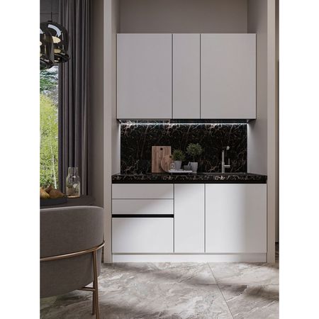 кухонный гарнитур Hi-Tech 1500х600мм прямой белый платиновый ЛДСП