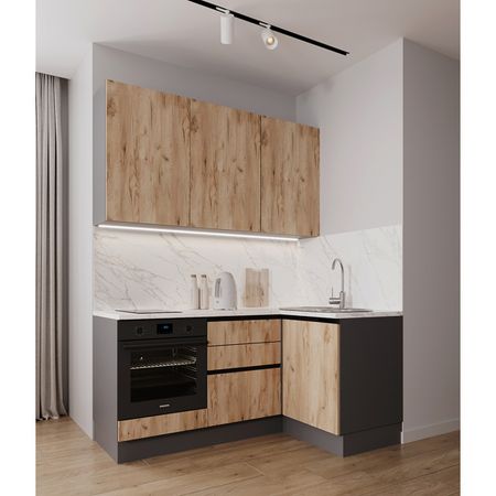 кухонный гарнитур Hi-Tech 1800х1200х600мм угловой дуб золотой ЛДСП