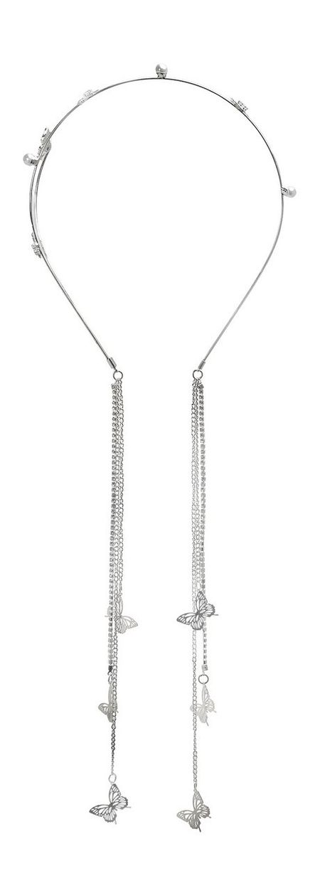 Shinewell Ободок с бабочками и подвесом Серебряный пластиковые подставки для сережек treachi l 2019111811