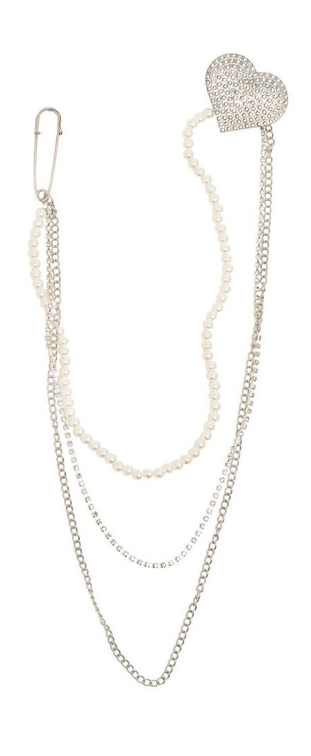 Shinewell Бодичейн Сердце с жемчугом и кристалами на булавках Серебряный металлические булавки броши ы