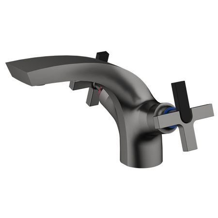 смеситель для раковины AQUEDUC 346658 двухручковый короткий оружейная сталь латунь смеситель для раковины voda star двухвентельный латунь