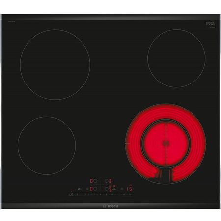 поверхность электрическая BOSCH PKF675FP2E 61см 4 конфорки черный плита электрическая hotpoint ariston hs5v5phw 4 конфорки 50х60 см белая