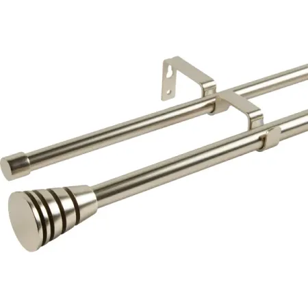 Настенный карниз раздвижной двухрядный Трапеция d16/19 мм 160-300 см металл цвет никель металлические кольца для штор aifish ojal 001 6