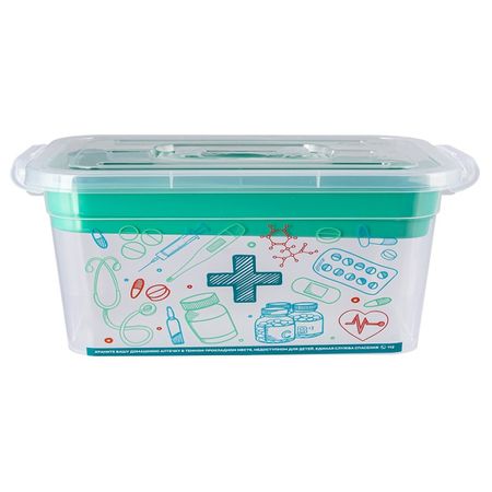 контейнер ПОЛИМЕРБЫТ Домашний доктор 35х29х17,5см 6,5л аптечка пластик с крышкой, ручкой, замками корзинка полимербыт traymix с крышкой белая 12 л