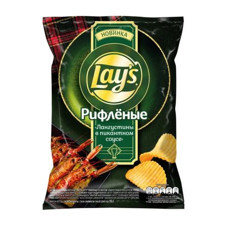 Чипсы Lays рифлёные лангустины в пикантном соусе 93г чипсы lays гребешки в сливочно пикантном соусе 105 г