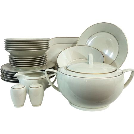 Сервиз столовый Thun 1794 Lea отводка золотая, ivory, 27 предметов, 6 персон