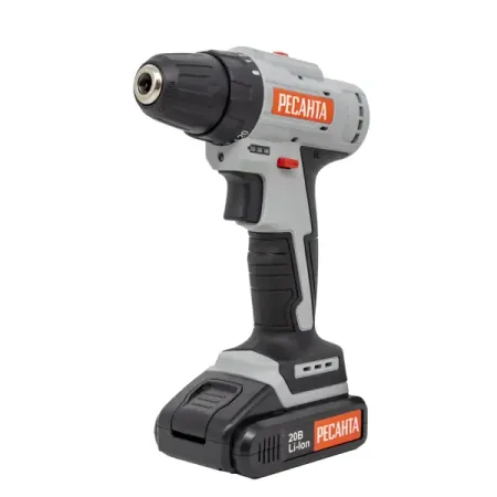 Дрель-шуруповерт аккумуляторная бесщеточная Ресанта ДА-20-2ЛК-Б, 20 В Li-ion 2x2 Ач