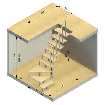 лестница ЛЕСЕНКА Компакт-Квадро поворот на 90 град h 2025-2250 алюминиевая задняя лестница jimny tail для suzuki jimny jb64 jb74 jb64w jb74w jc74 2019 2020 2022 2023 2024 2025