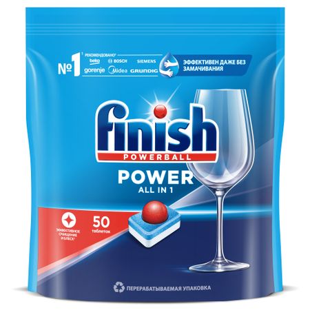 Средство для мытья посуды в посудомоечной машине Finish power 50 шт таблетки для посудомоечной машины finish power 25 шт