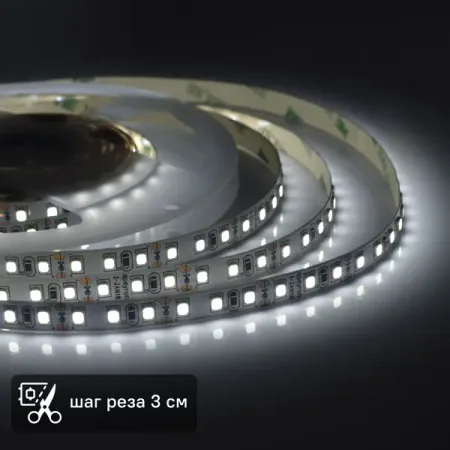 Светодиодная лента для контурной подсветки Apeyron SMD3528 12В 10мм 5м 9.6Вт/м 120диод/м 624лм/м 6500К холодный свет деревянная светодиодная гирлянда в виде домика 2 метра