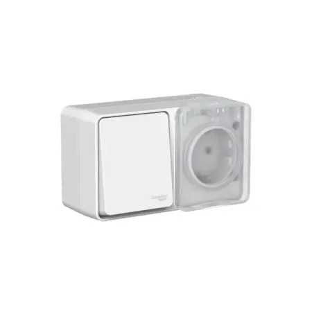 Розетка с выключателем накладная Systeme Electric AtlasDesign Profi с заземлением цвет серый настенная розетка atlectric с выключателем 250в 16а