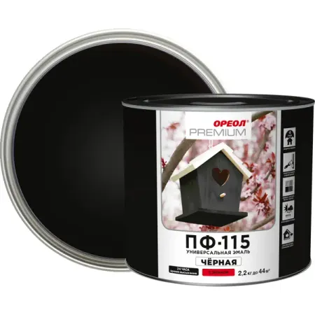 Эмаль Ореол Premium ПФ-115 глянцевая цвет чёрный 2.2 кг каша безмолочная nutrilak premium procereals гречневая низкоаллергенная с 4 мес бзмж 200 г