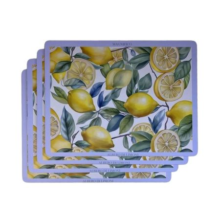 Набор подставок GenLex из пробки, Птички и лимоны, 4 шт
