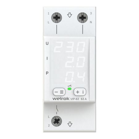 Реле напряжения и контроля фаз модульное Welrok VIP-63 220 В 63 А тип AC цифровое реле мощности omron g2r 1 1a e