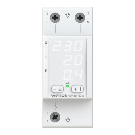Реле напряжения и контроля фаз модульное Welrok VIP-50 220 В 50 А тип AC цифровое реле мощности omron g2r 1 1a e