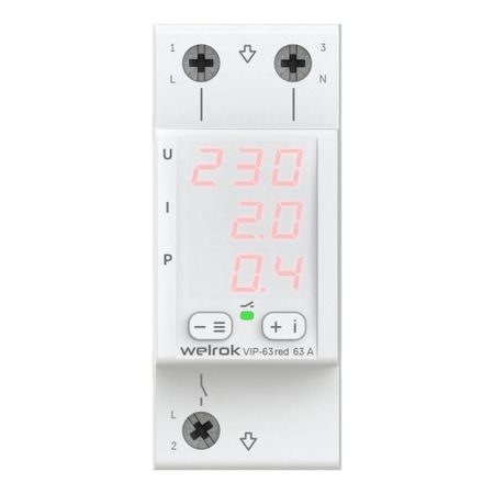 Реле напряжения модульное Welrok VIP-63 red 220 В 63 А тип AC цифровое samwha dsp drv 09 drv 09d цифровое реле мигалки