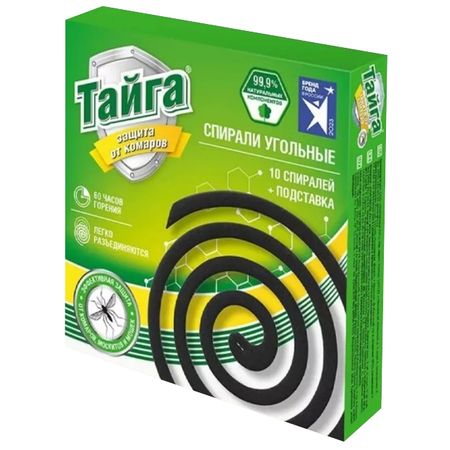 спирали ТАЙГА Угольные от комаров 7ч/г 10шт